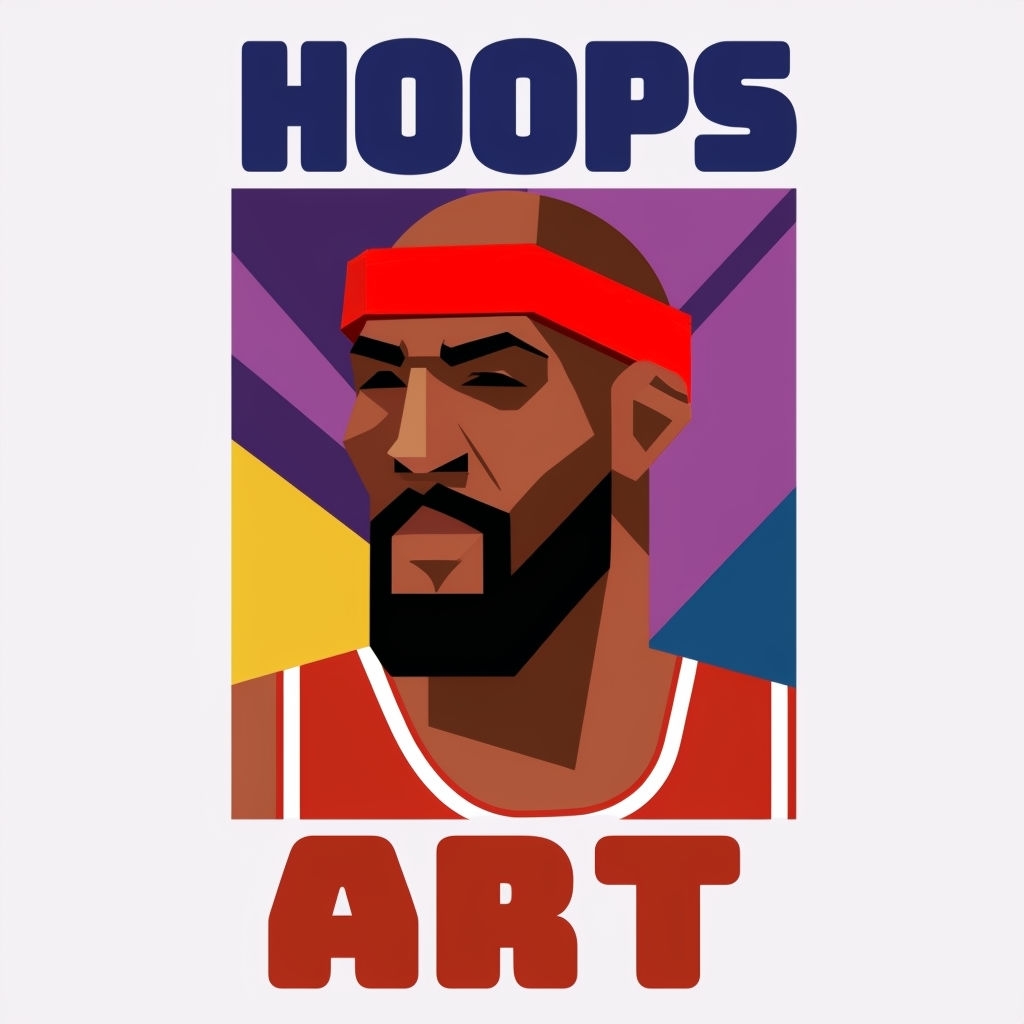 Stylized Basketball Player Portrait with Geometric Shapes T-shirt