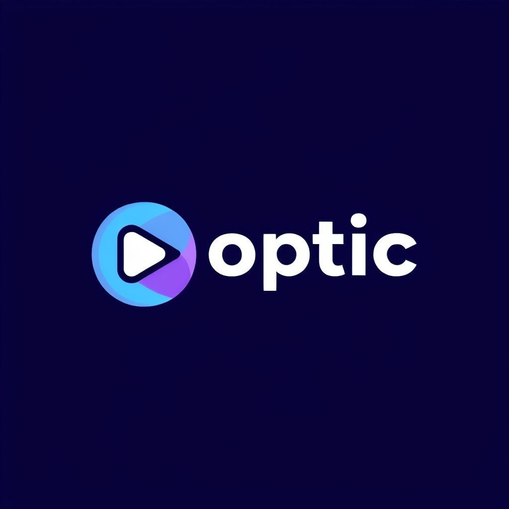 Minimalist Optic Logo with Circular Play Button Design