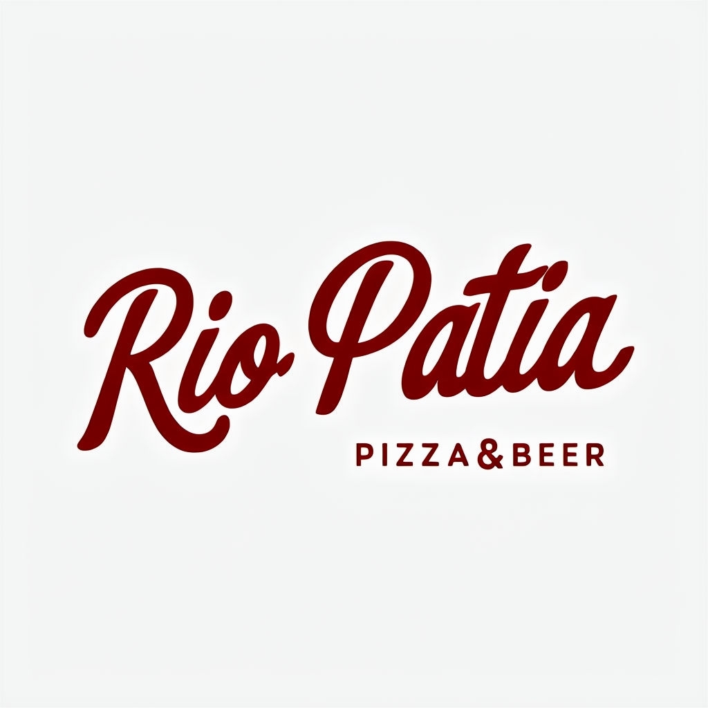 Rio Patia Pizza & Beer Logo Design in Bold Cursive Font