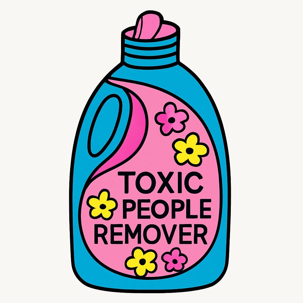 Playful Toxic People Remover Detergent Bottle Cartoon Sticker