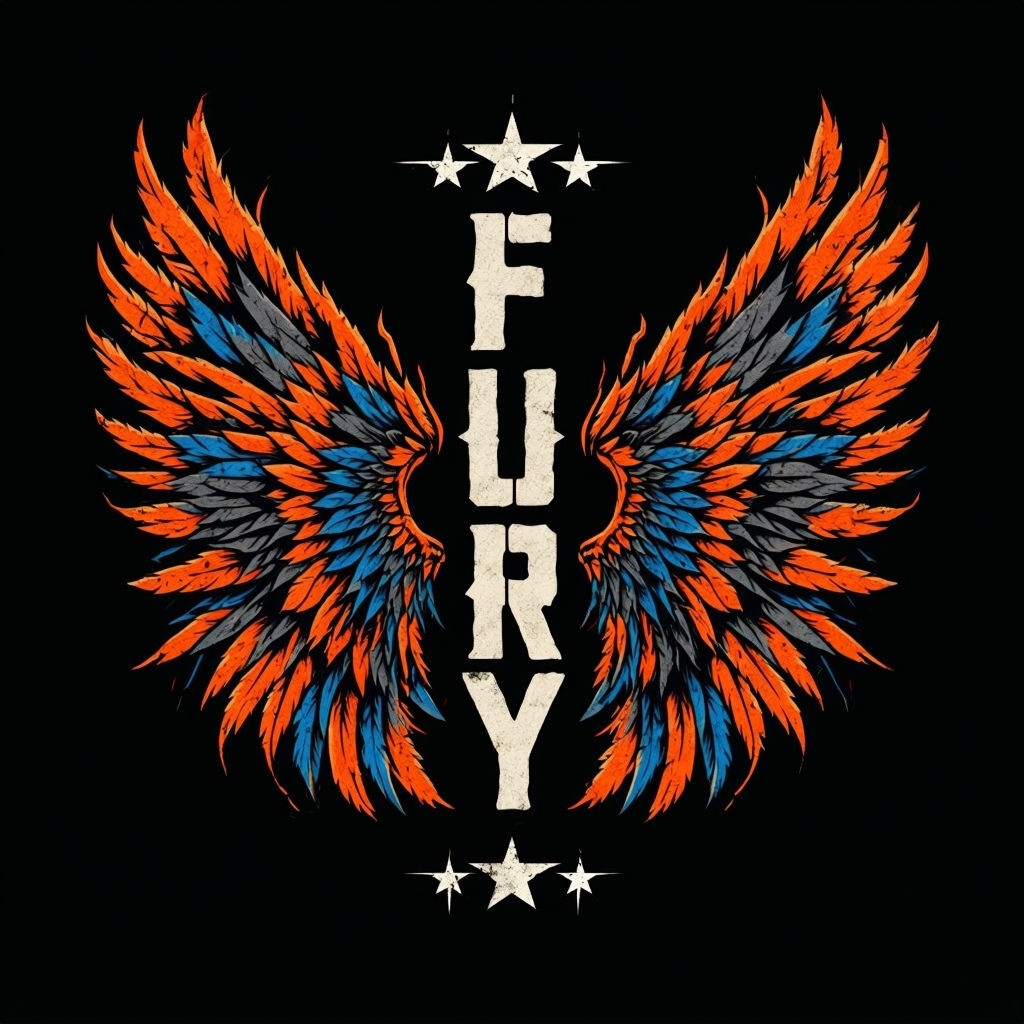 Fierce Fury Wings and Stars Bold Graphic T-Shirt