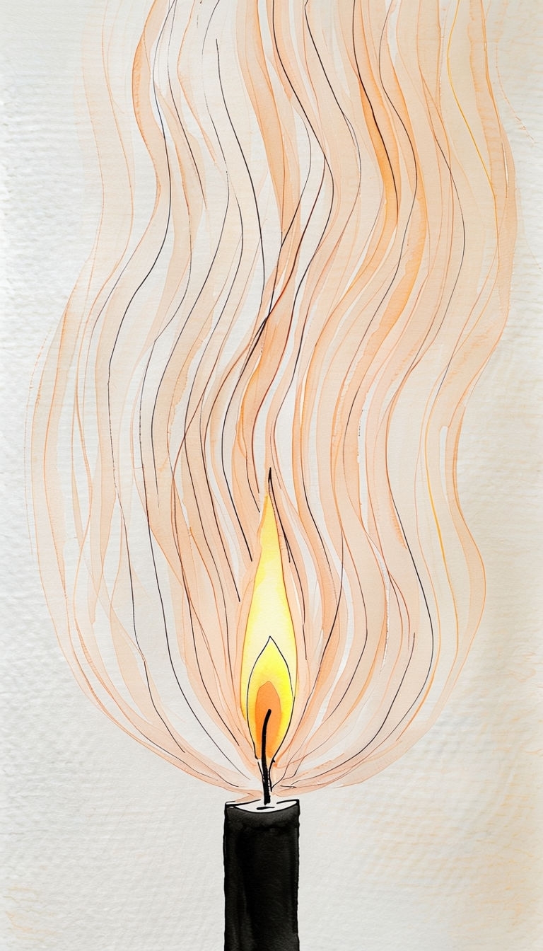 Stylized Candle Flame Against Wavy Heat Haze Background Mobile Wallpaper