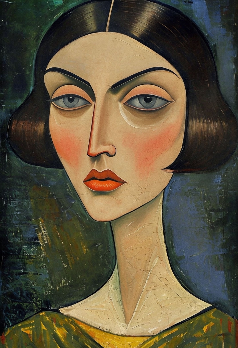 Expressionist Portrait of a Woman with Enigmatic Eyes Art