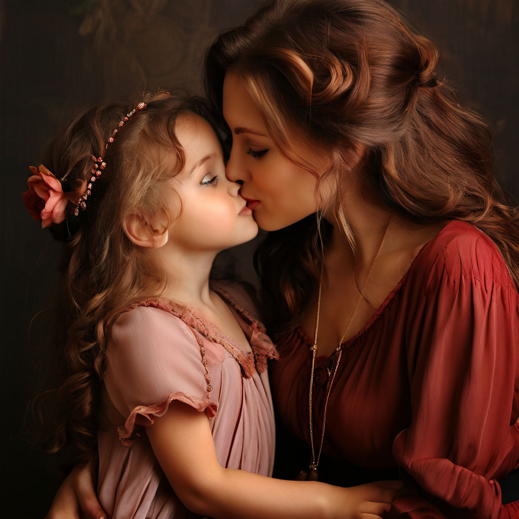 daughter kiss mother