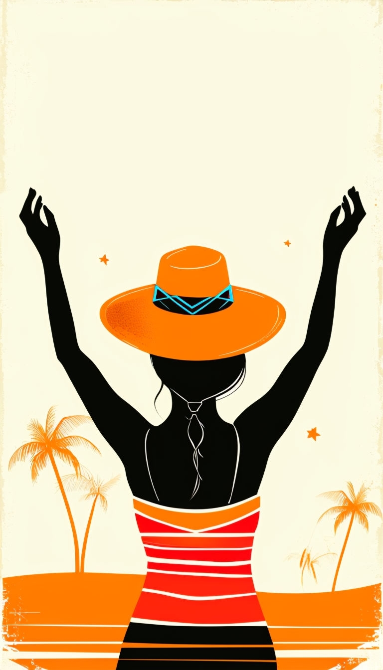 Solitary Figure in Wide-Brimmed Hat with Bold Colors Phone Case Cover
