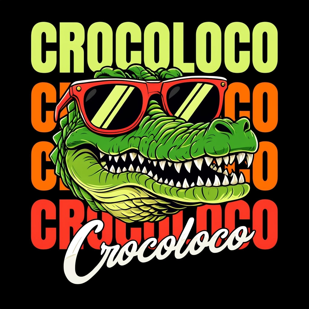 Playful Crocodile Head with Sunglasses Cartoon Sticker