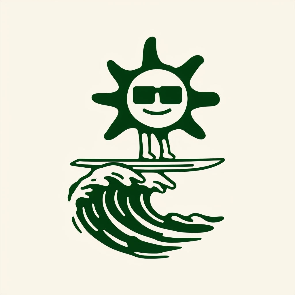Playful Minimalist Sun Surfing on a Wave Illustration T-Shirt
