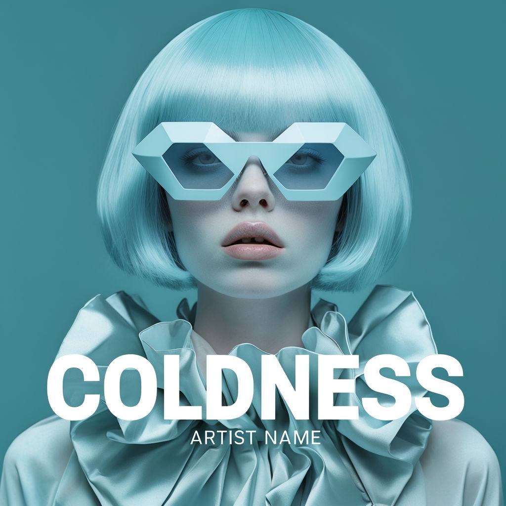 Futuristic Blue Portrait with Coldness Typography Spotify Album Cover