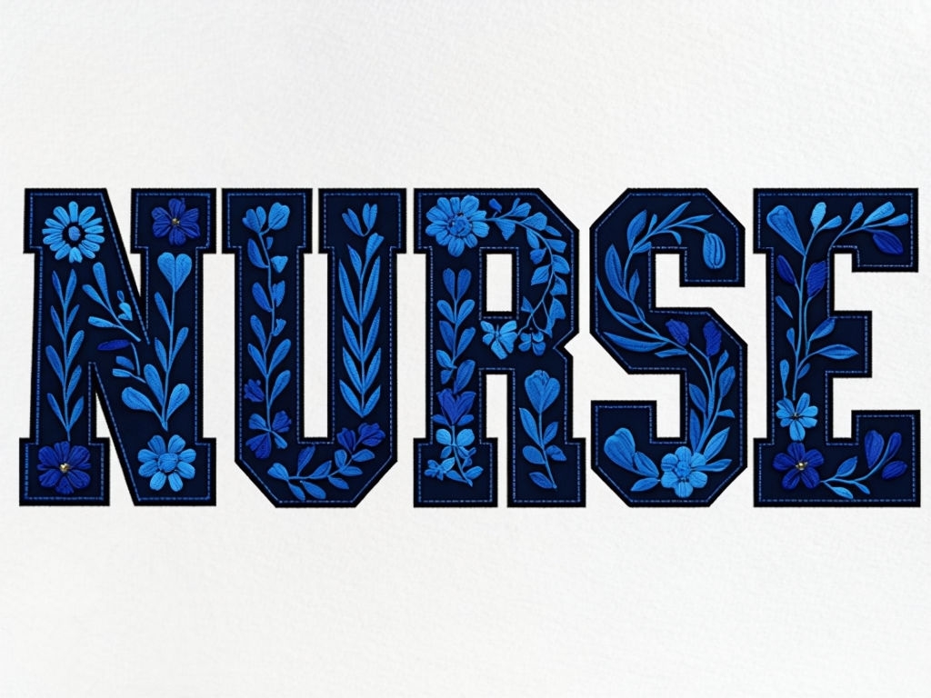 Floral Patterns in Bold 'NURSE' Text Design T-Shirt