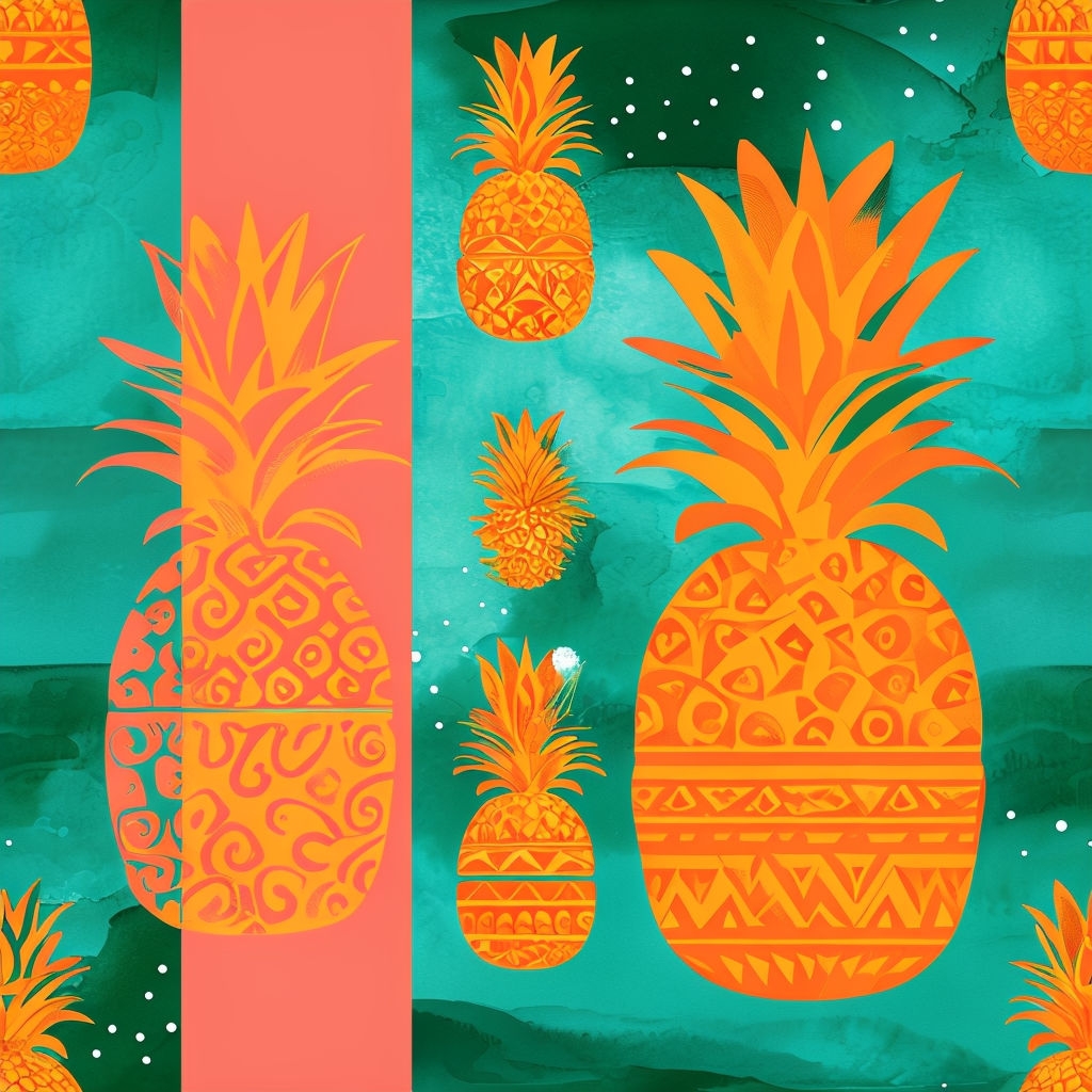 Vibrant Tropical Pineapple Seamless Pattern Design