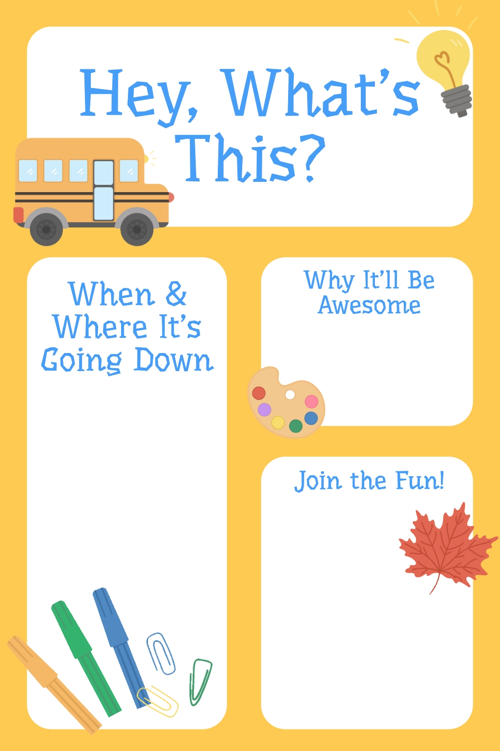 Bright and Cheerful Motivational School Bus Flyer Design