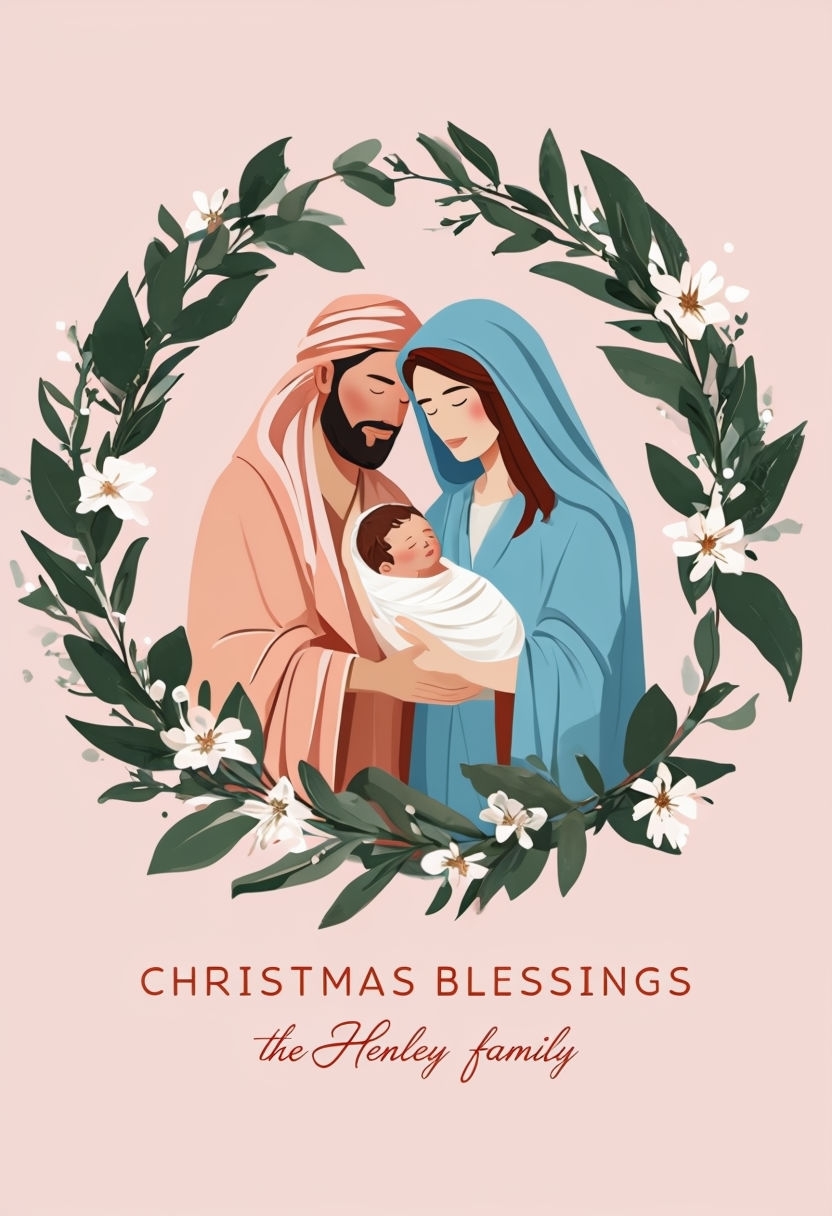 Modern Minimalist Nativity Scene Christmas Card Design