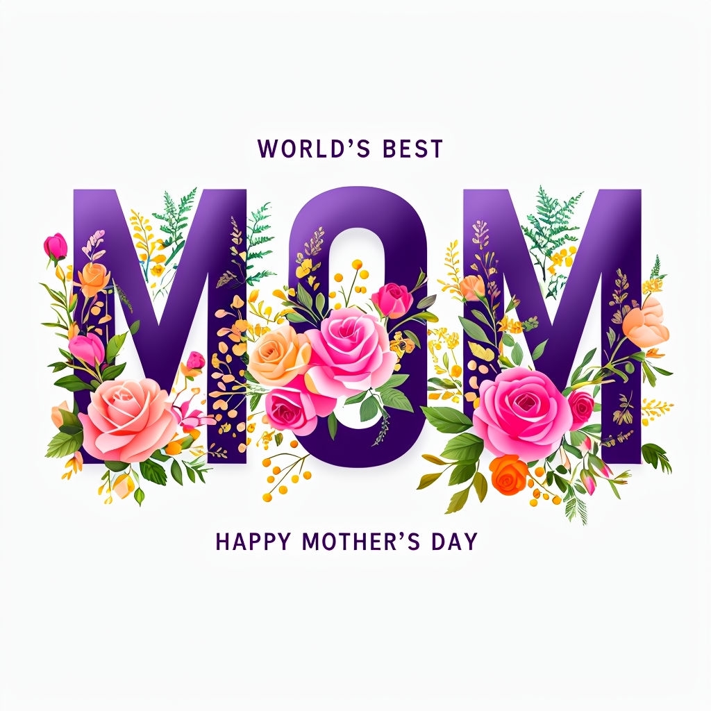 Vibrant Floral MOM Mother's Day Greeting Card Social Media Post