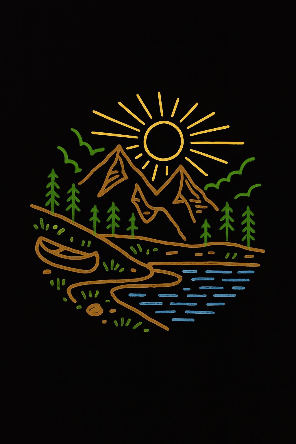 Serene Minimalist Line Art Landscape with Mountains T-Shirt