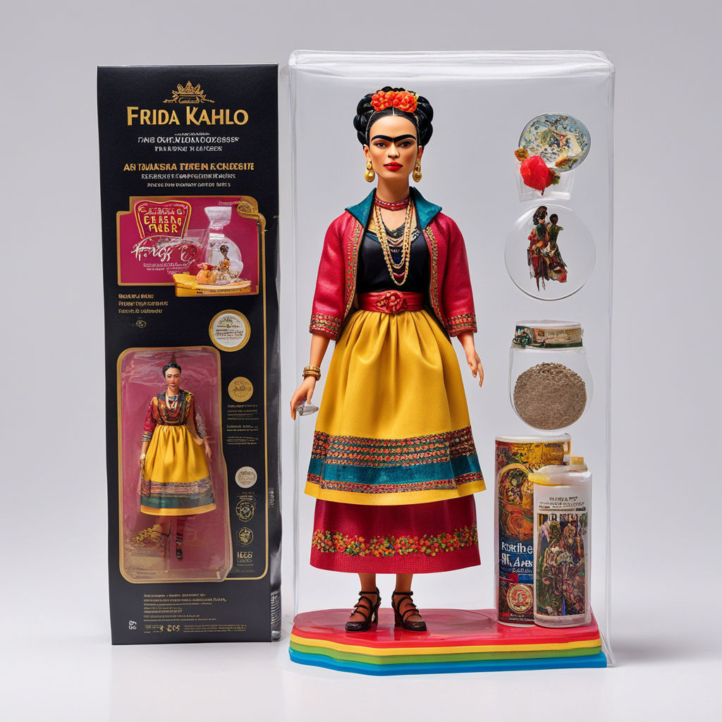 Full body of Frida Kahlo as a toy action figure with accesso... by ...