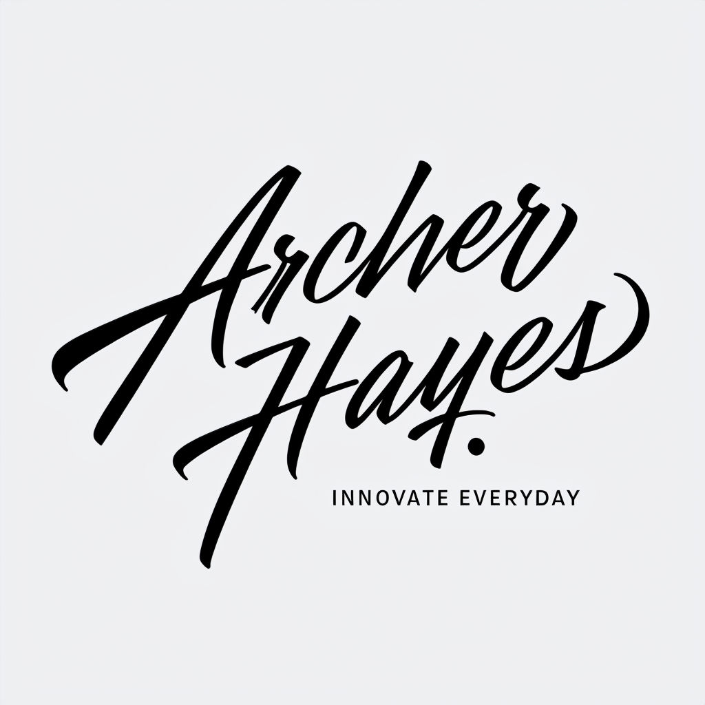 Elegant Cursive Archer Hayes Logo with Minimalist Design