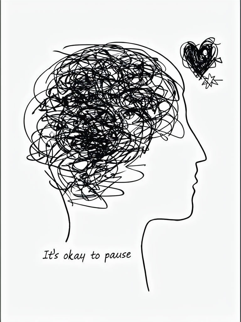 Overactive Mind Scribbles with Heart and Phrase T-Shirt