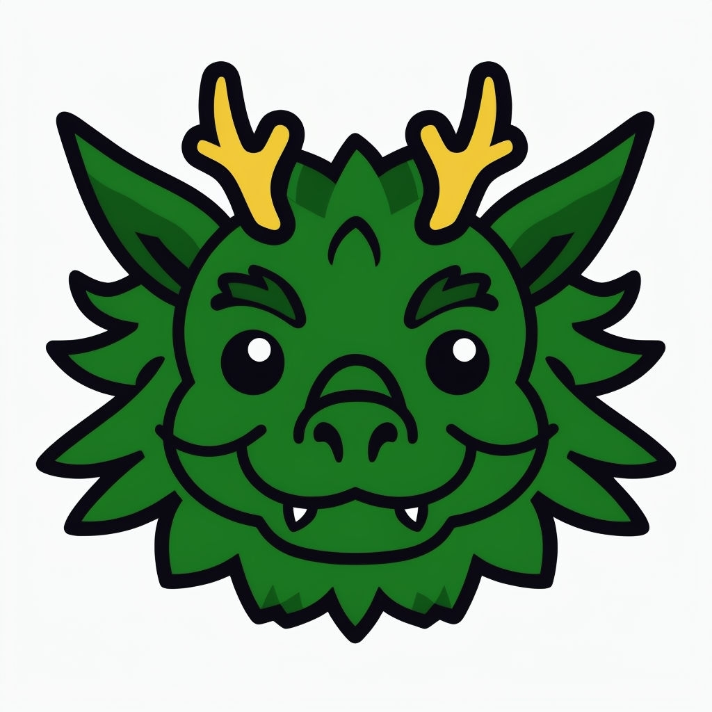 Playful Cartoon Dragon Face Illustration Sticker