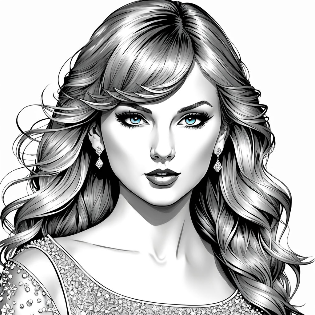 Lineart coloring page taylor swift by mah sito - Playground