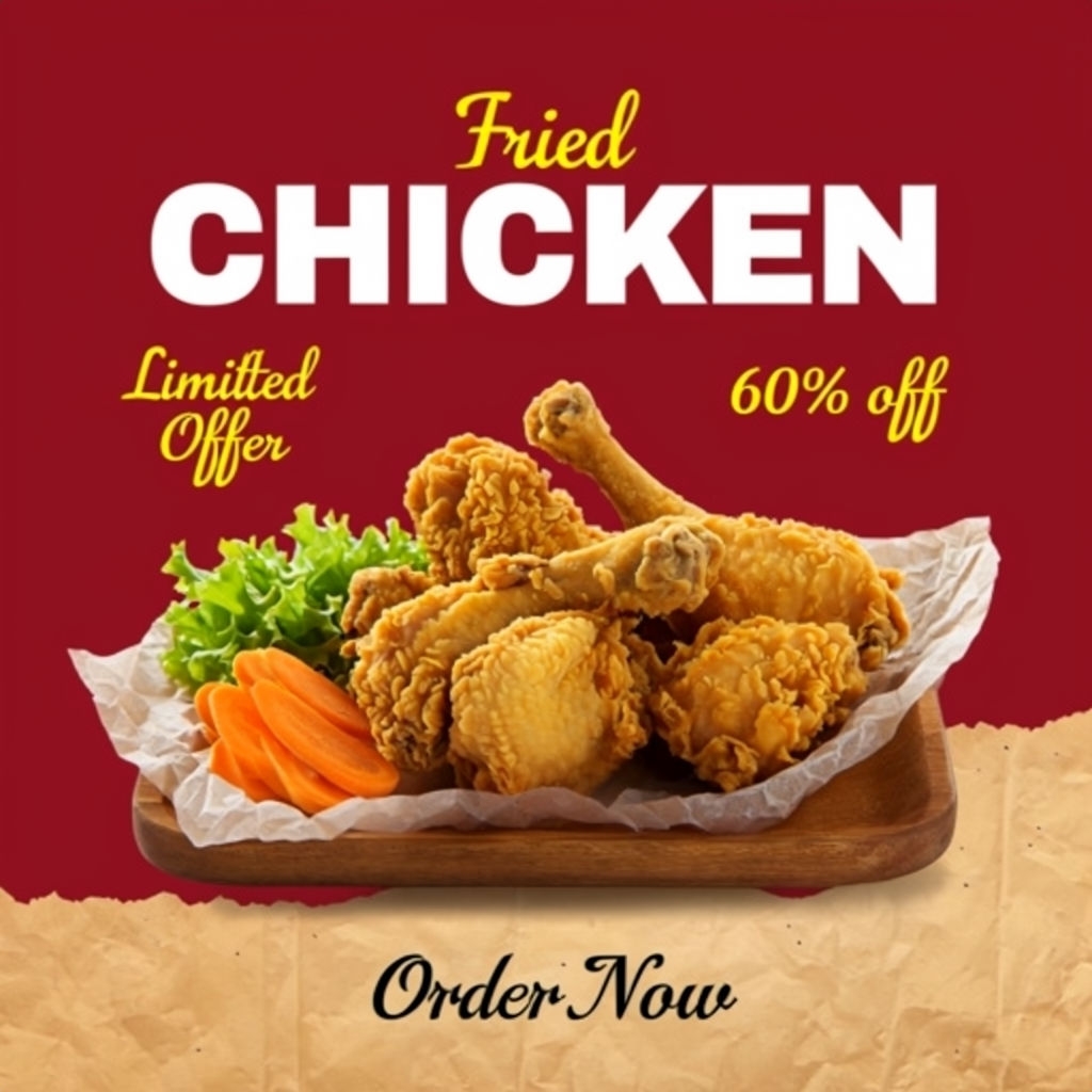 Delicious Fried Chicken Limited Offer Promotional Image Social Media Post