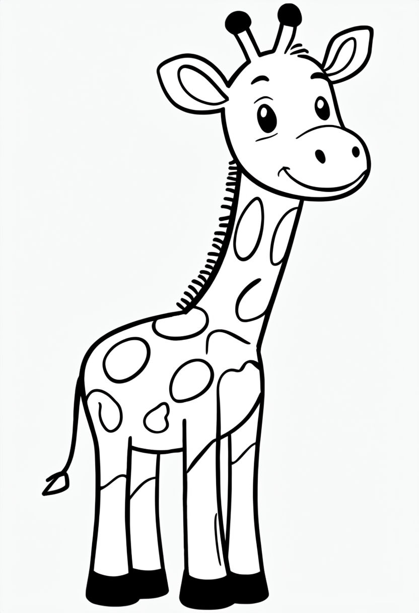 Playful Cartoon Giraffe Line Drawing Sticker