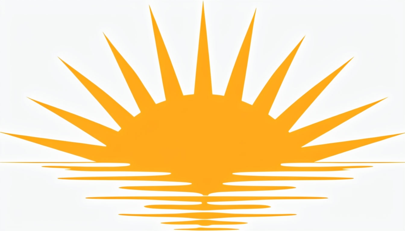Minimalist Amber Yellow Sun and Water Ripples T-Shirt