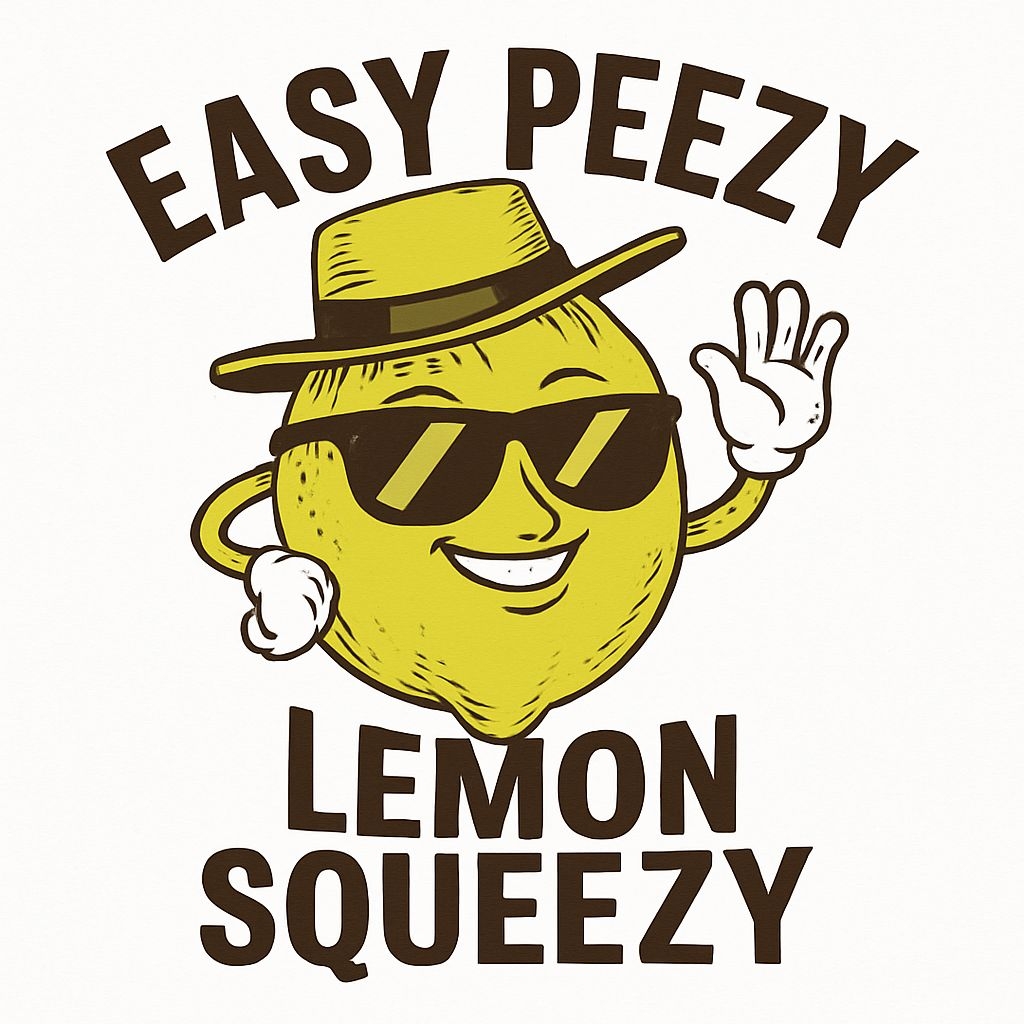 Cheerful Cartoon Lemon Character with Easy Peezy Text T-Shirt