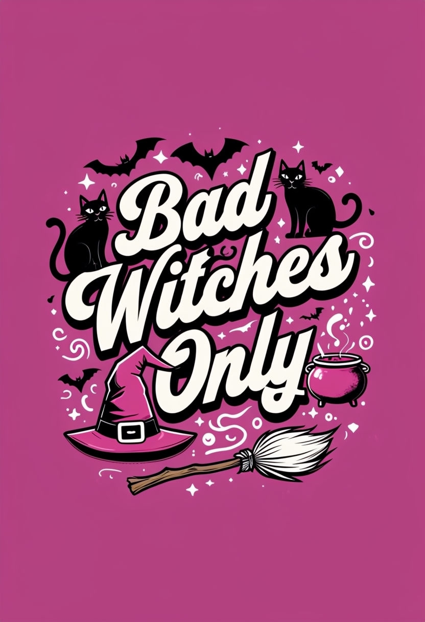 Bad Witches Only Playful Halloween Graphic Design Art