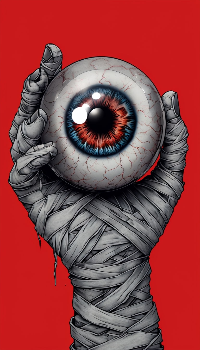Eerie Mummy Hand Holding Eye Surreal Digital Art Phone Case Cover