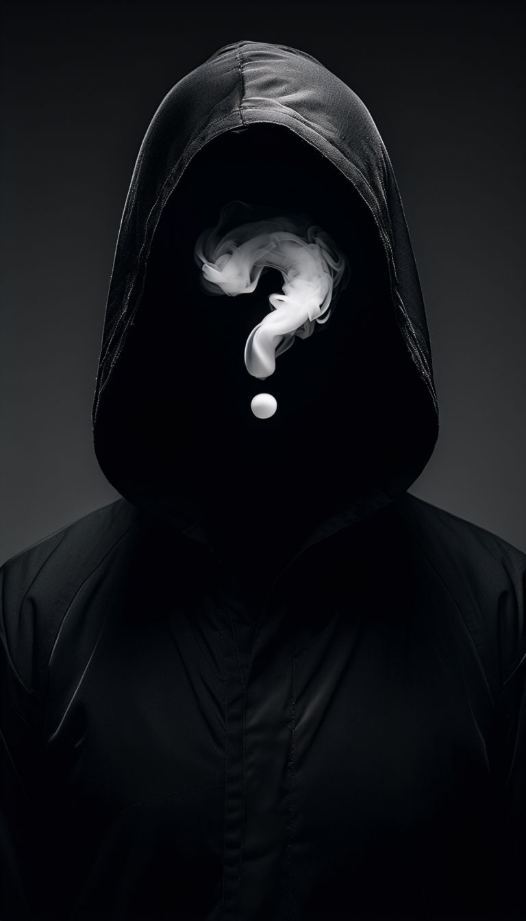 Mysterious Hooded Figure with Smoke Question Mark Mobile Wallpaper