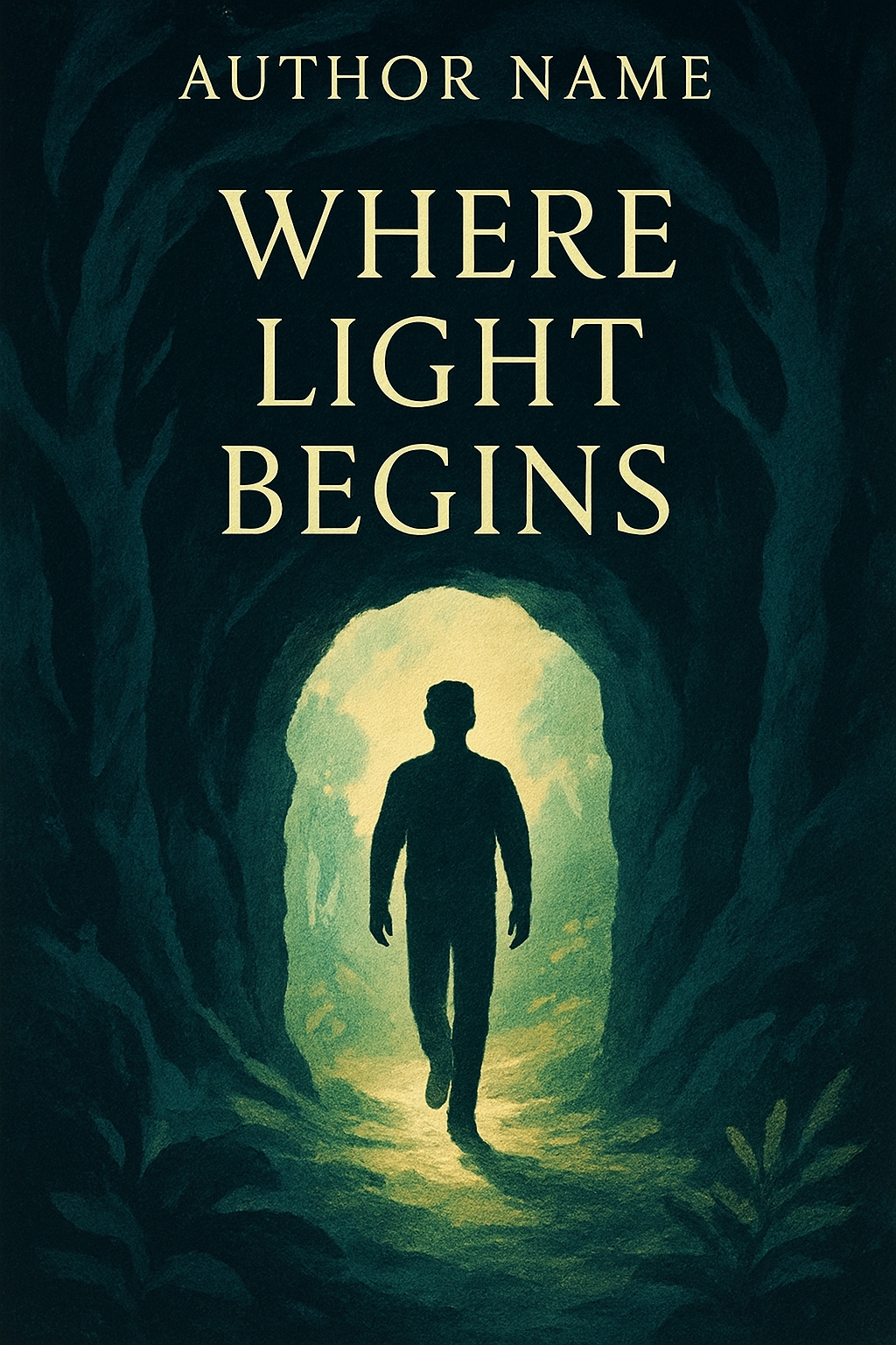 Mysterious Forest Tunnel Book Cover Design for Fantasy Adventure EBook Cover