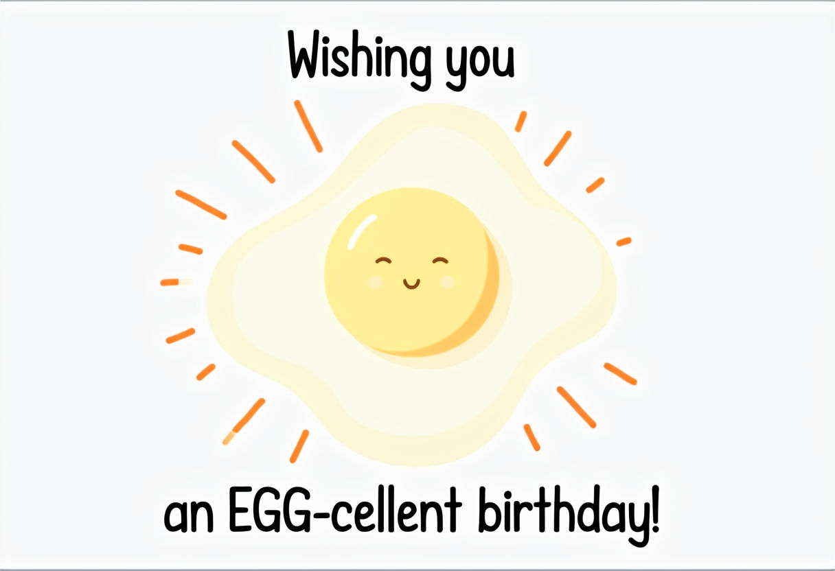 Cheerful Cartoon Fried Egg Birthday Greeting Card Art