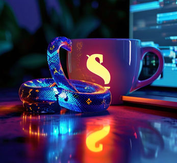 Python logo glowing on a computer screen by Макс Макров - Playground