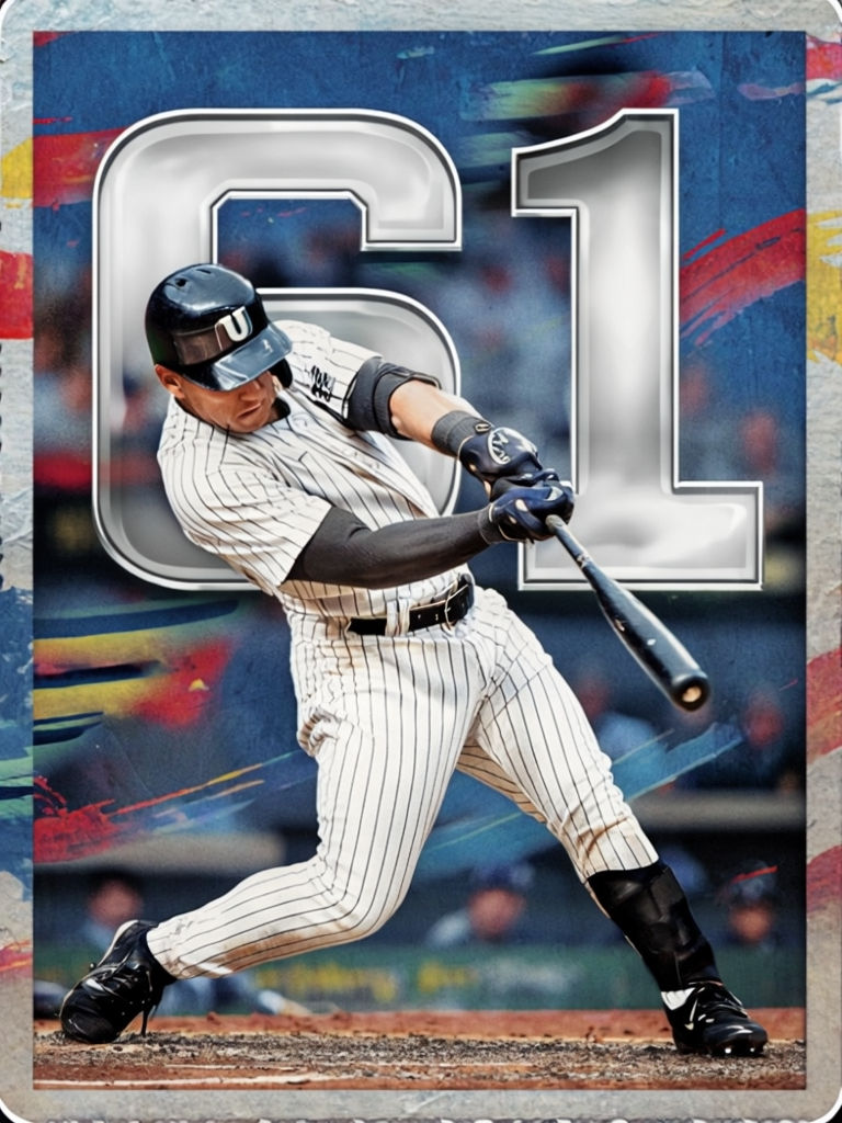 Dynamic Baseball Player Swinging Bat Sports Card Art