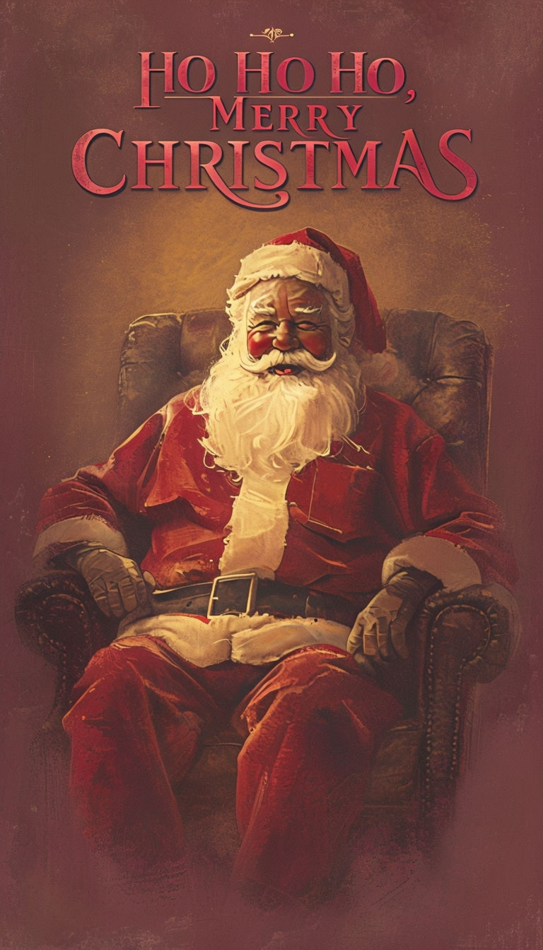 Jolly Vintage Santa Claus with Festive Christmas Greeting Poster