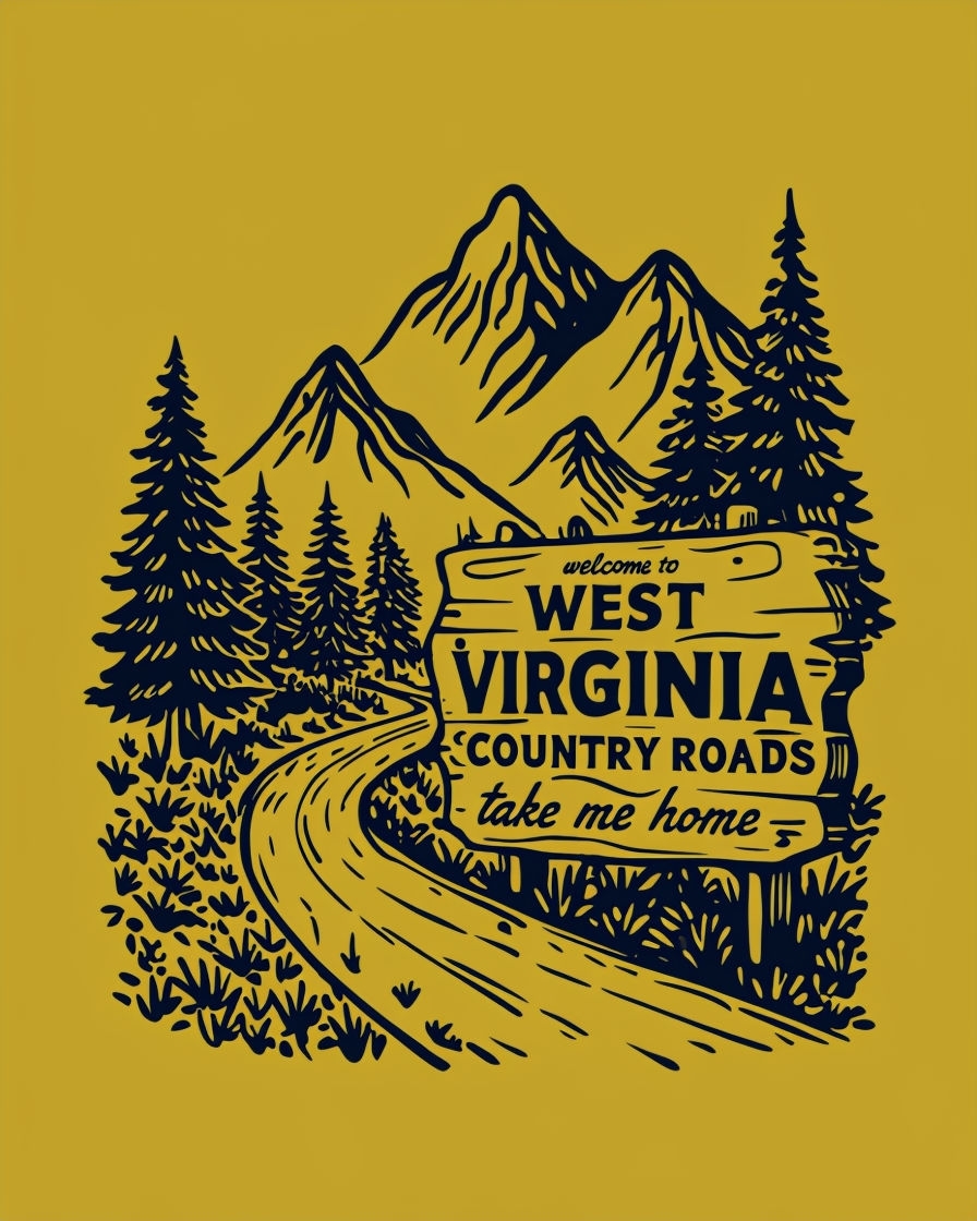 Vintage West Virginia Welcome Sign Adventure T-Shirt