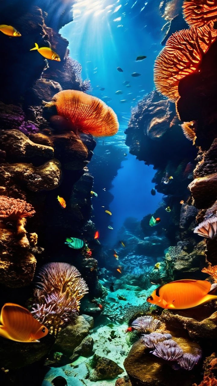 Studio E – Coral Reef – Aquarium Scene – Royal Blue – Fabric Utopia