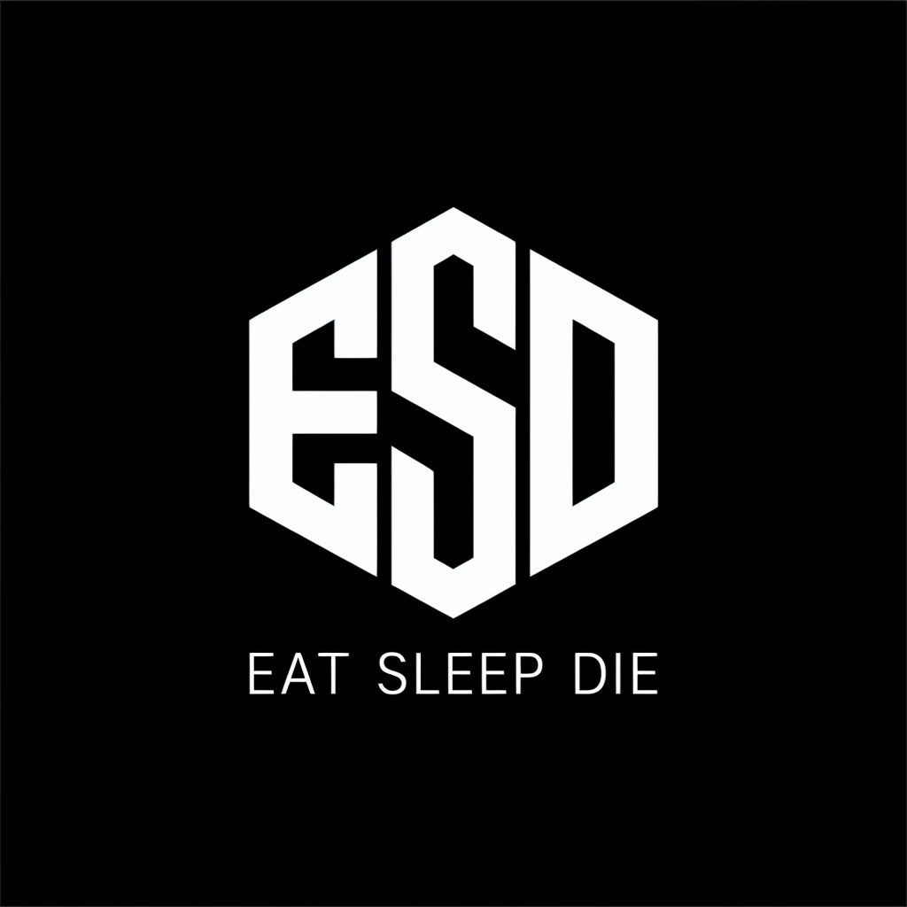 Minimalist ES&D Logo with EAT SLEEP DIE Typography Logo