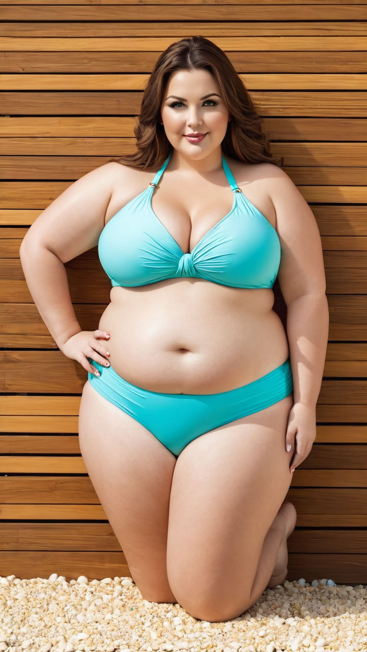 Obese women wearing swimsuit