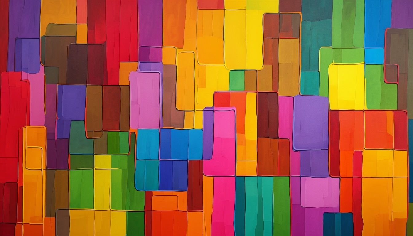 Vibrant Abstract Geometric Shapes Painting for Virtual Backgrounds
