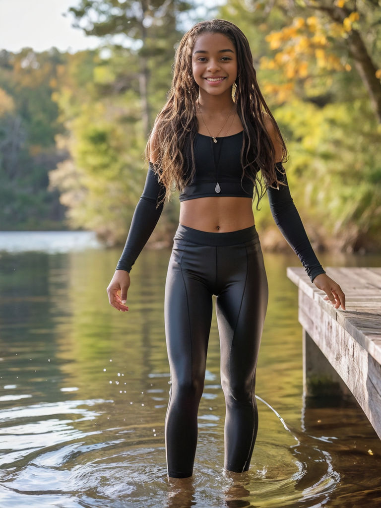 Hot beautiful black woman in black yoga pants