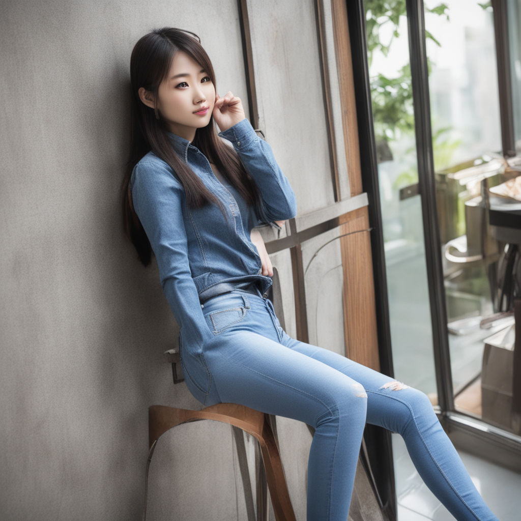 A Chinese girl wearing tight jeans by zhou zuo - Playground