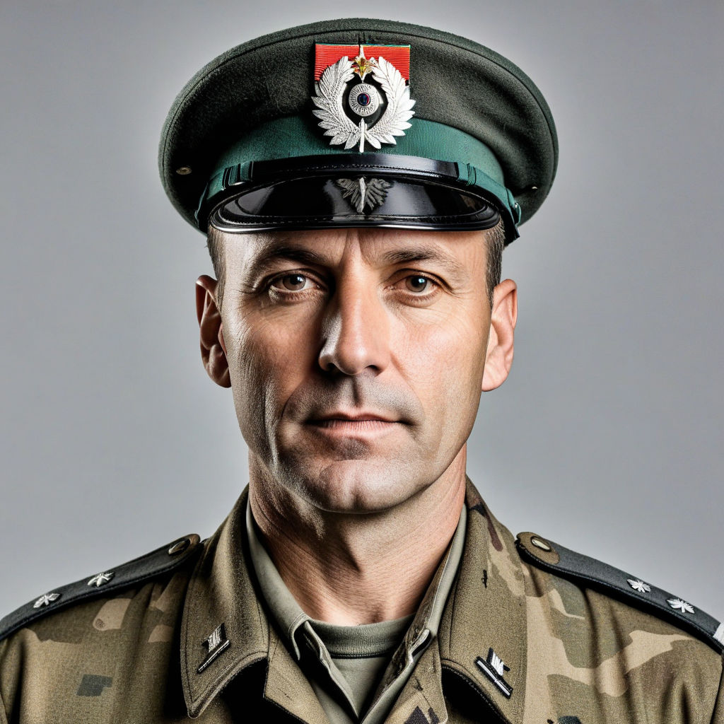 Modern photo portrait of a 40-year-old German army soldier o... by ...