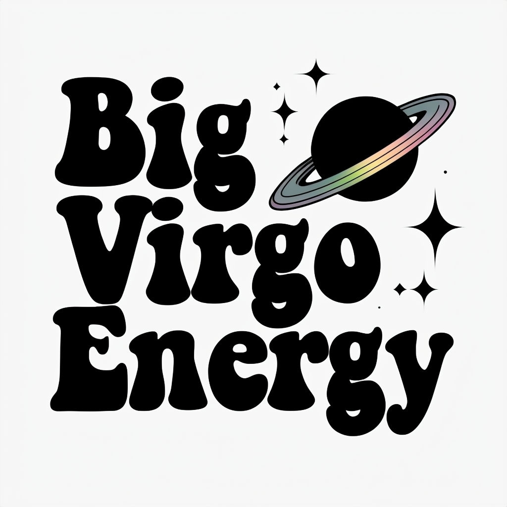 Big Virgo Energy Retro Typography with Celestial Elements Mug