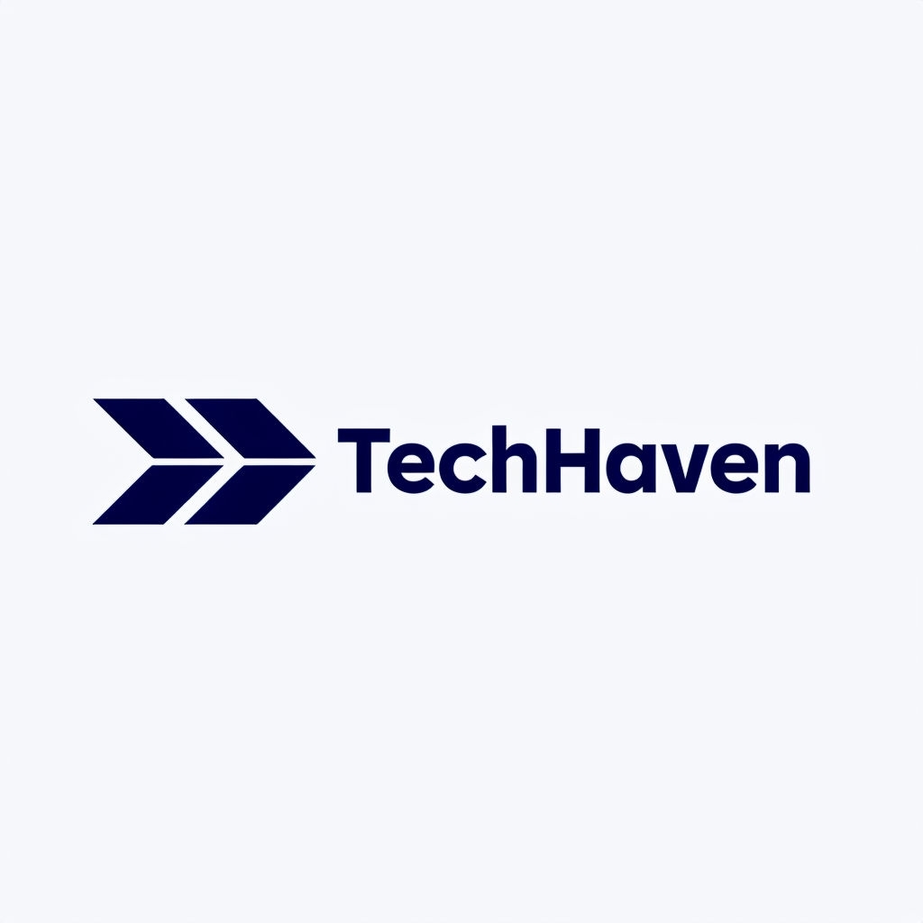 Modern Minimalist TechHaven Logo Design with Arrow Icon Logo