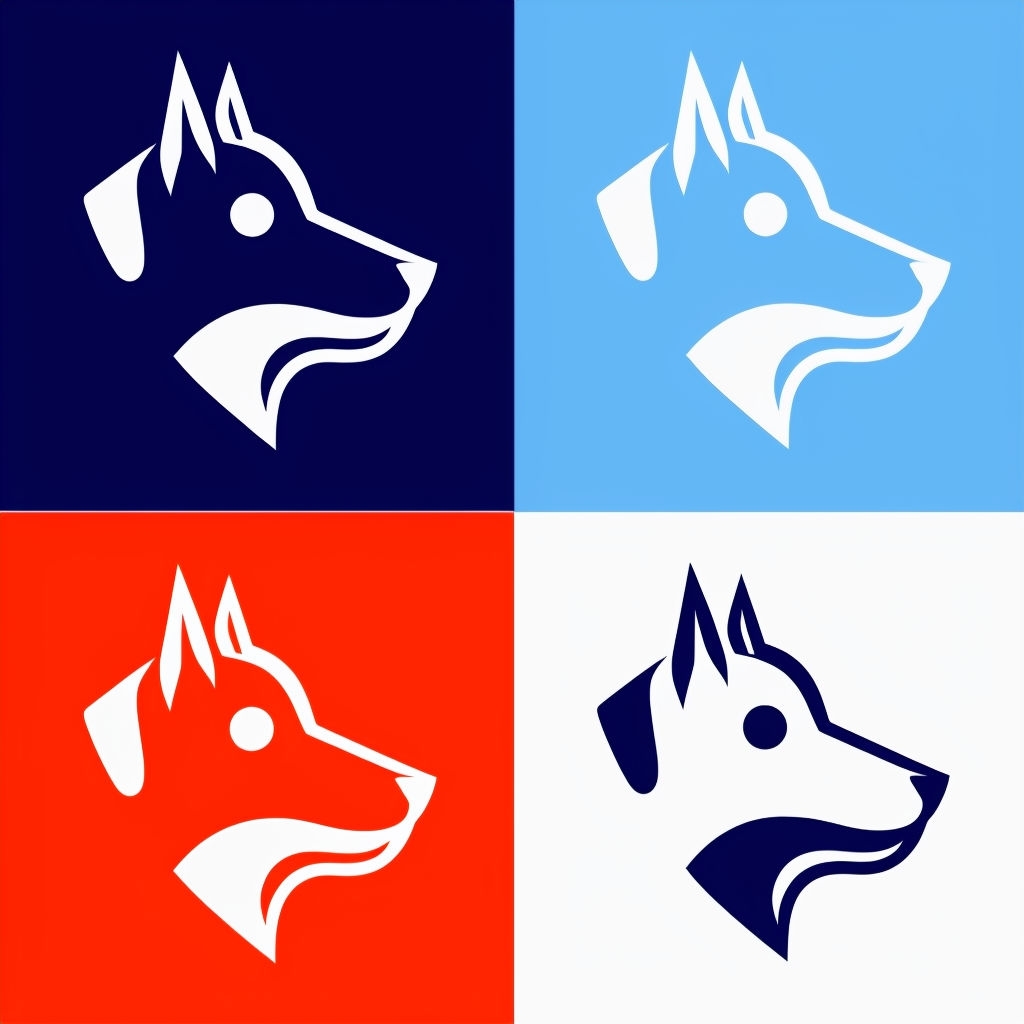 Minimalist Four Dog Head Quadrant Design Seamless Pattern
