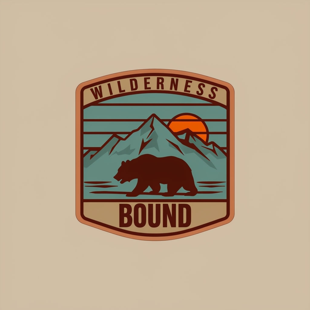 Vintage Wilderness Bound Bear Patch Design for Hats