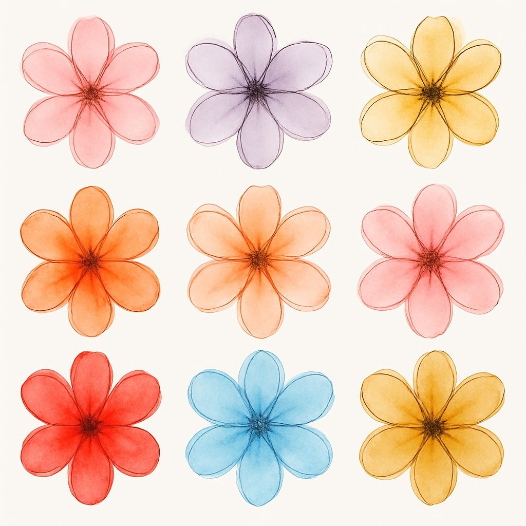 Pastel Watercolor Flower Grid Design for Seamless Pattern