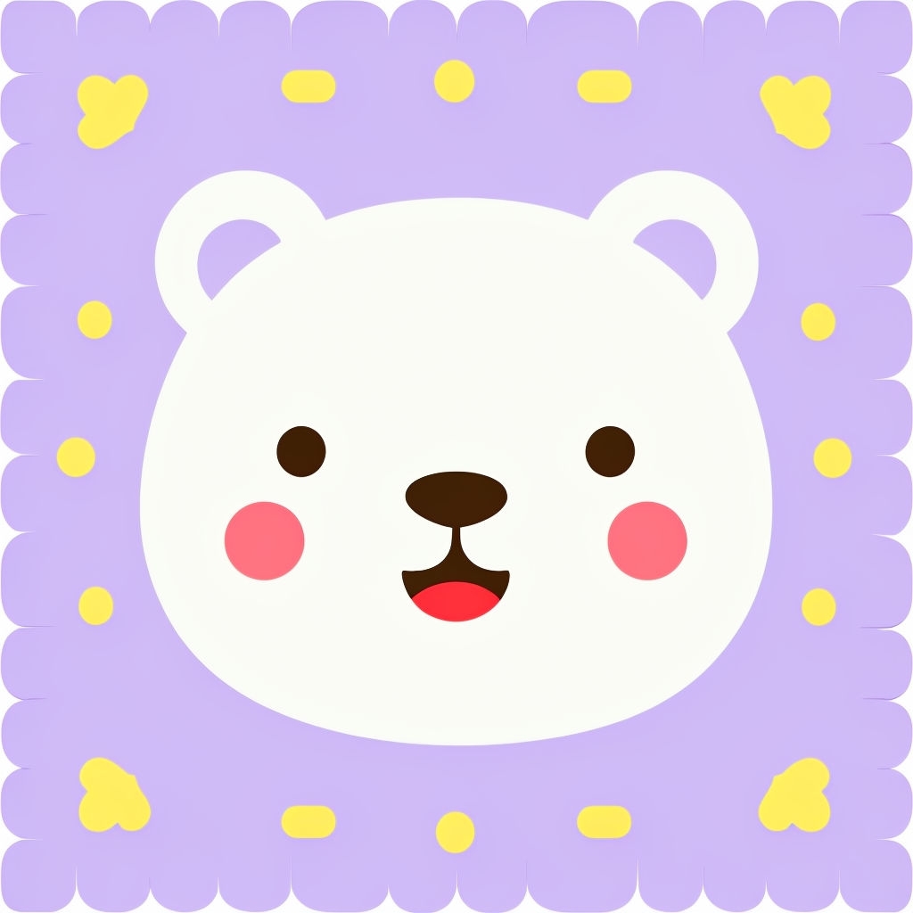 Cute White Bear Face with Lavender Background Seamless Pattern