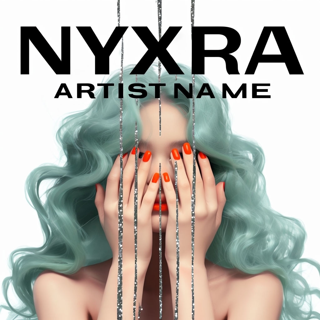 Mysterious Woman with Seafoam Hair and Glittery Details Album Cover
